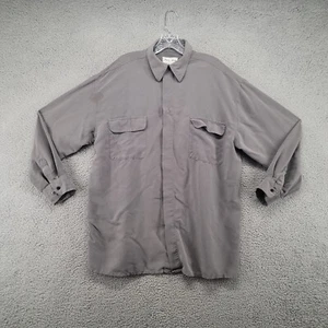 Poeta Moda shirt Men's XL 100% Silk Button Up Shirt Gray - Picture 1 of 13