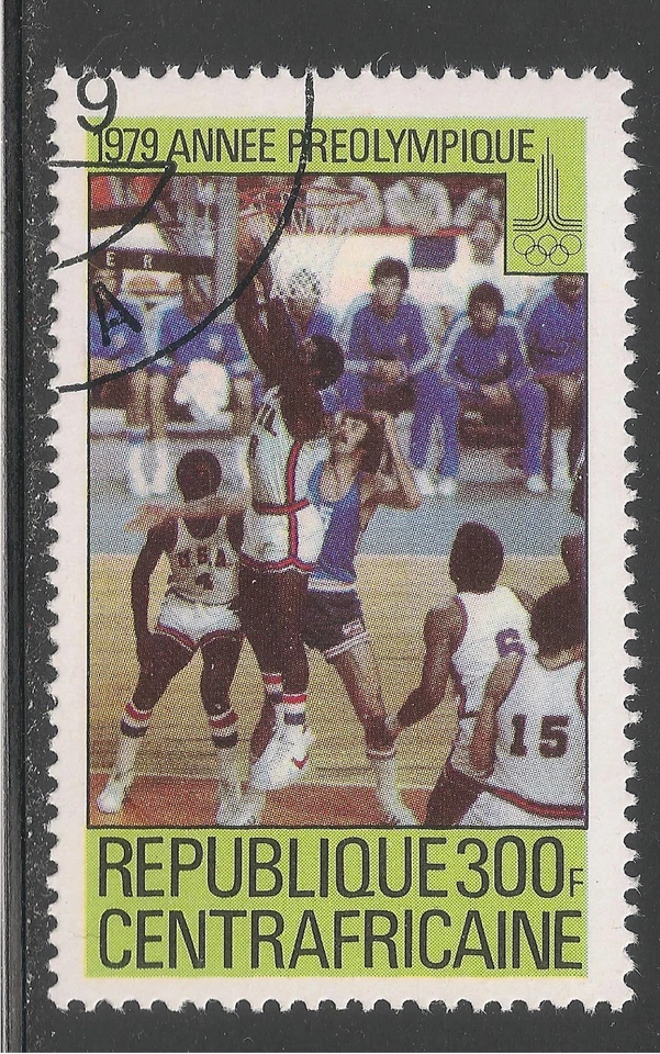 Central African Rep. #406 VF USED - 1979 300fr Basketball, Moscow '80 Emblem  - Image 1 of 1