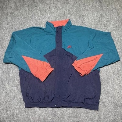 Chaqueta cortavientos Nike vintage años 90 verde marino bloque de color gris etiqueta grande Foto 1 de 4