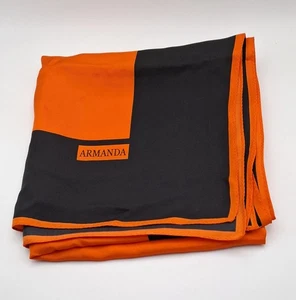 Armanda orange & schwarz 100 % Seide quadratischer Schal - Bild 1 von 4