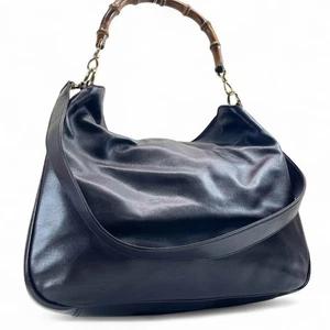 GUCCI Bamboo Shoulder Bag 2Way Leather Brown Large Capacity - Picture 1 of 18