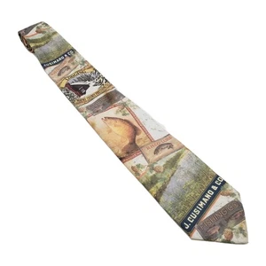 Ralph Marlin Necktie Multicolor Fishing Lodge Pattern Men's Neck Tie 57x3.5" - Picture 1 of 5