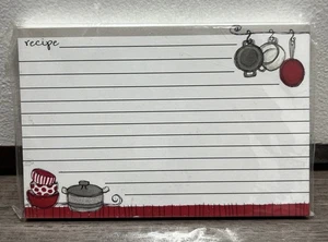 Gina B. Designs 40 linierte 4x6 Rezeptkarten Kochen Backen rote & graue Akzente D106 - Bild 1 von 2