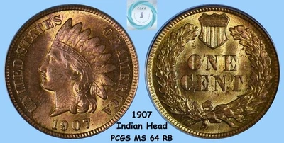 1907 1C Indian Head Cent PCGS MS64RB - Stunning Amber, Red, & Browns! - Image 1 of 4