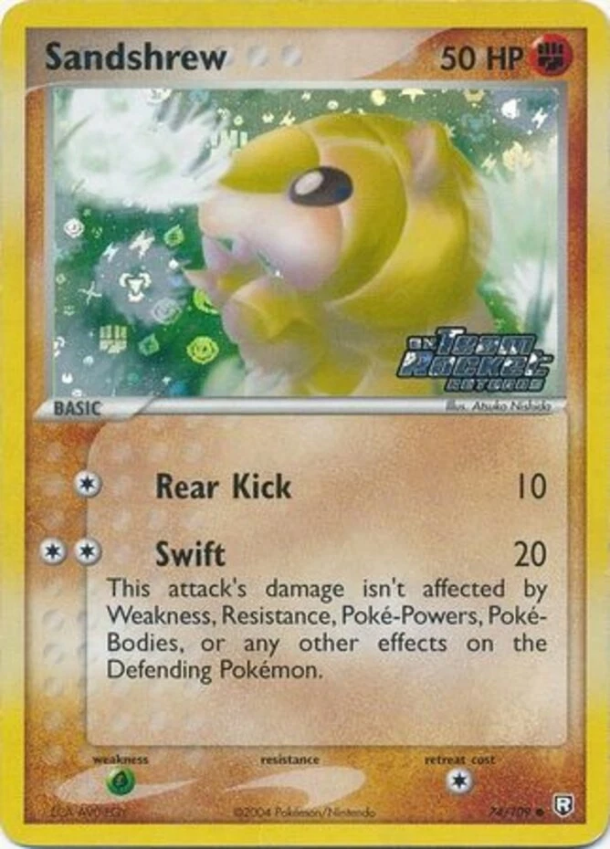 Heavily Played, English Pokemon Reverse Holo Sandshrew - 74/109 - Common - Rever - Image 1 of 1