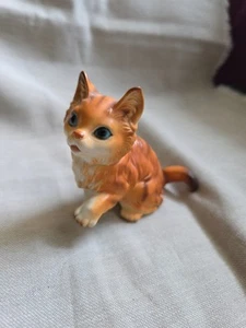 Norcrest Orange Brown Striped Cat Figurine Vintage Porcelain A860 Made in Japan - Picture 1 of 8