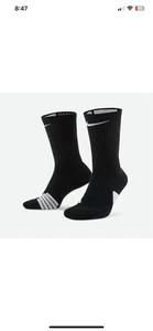 Nike Elite Basketball Crew Socks Black SX7622-013 Size Large Men 8-12 Wmn 10-13 - Picture 1 of 9