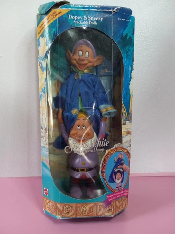 Vintage Walt Disney Snow White & The Seven Dwarfs Dopey & Sneezy NIP Damaged Box Cover