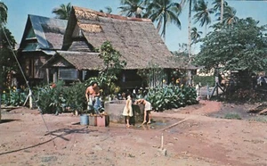 Malacca Malay Kampong Family at Well Doing Laundry Malaysia Postcard - Picture 1 of 2