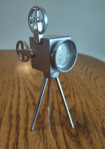 Vtg MOVIE Video Reel CAMERA MINI Quartz Desk CLOCK Film Daniel David Collection Cover