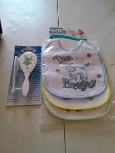 Baby king Brush Comb Set & 3 Bibs Breakfast Lunch Dinner NEW - Picture 1 of 3