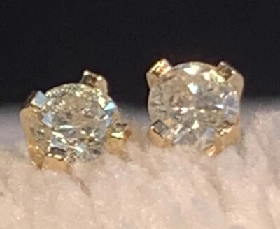 Tachuelas Diamantes Color “J” Blanco Oro Amarillo 14K - Envío Gratis Foto 1 de 2
