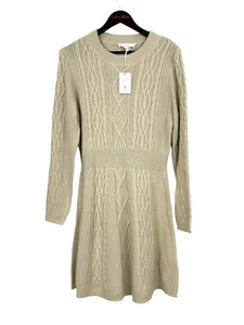 Abito maglione grosso nuovo Lucky Brand donna taglia XL peyote beige maglia cavo N4 - Foto 1 di 12