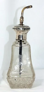 Pretty Antique Sterling Silver Lidded Cut Crystal Perfume Atomiser - As Found - Picture 1 of 19