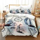 Pirate Nautical Quilt Duvet Cover Set Bedspread Pillowcase Home Textiles Kids