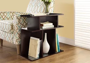 Espresso Contemporary Accent End side Table with Shelves - Picture 1 of 4