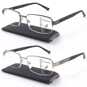 2er-Pack Herren Premium Multifokus Lesebrille blau lichtblockierend, progressiv... - Bild 1 von 5
