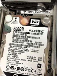 HP 726838-001 500GB sata Disk, with BRACKET,2.5", WD5000BPKX, Test-PASS - Picture 1 of 5