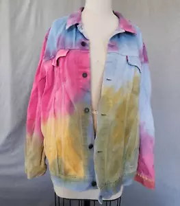 Levis Premium Herren Trucker Jacke Dead Head Tie Dye 2XL Buttergelb Pink Blau - Bild 1 von 19