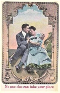 c.1920s Romantic Couple LOVERS SERIES “No one else can take your place” Tinted - Imagen 1 de 1