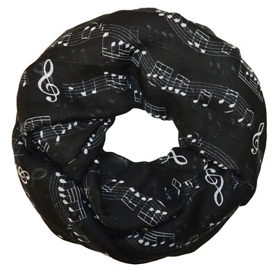 THB RICHTER Loopschal Schlauchschal Rundschal Musiknoten Notenschlüssel Chor Musiker Schwarz
