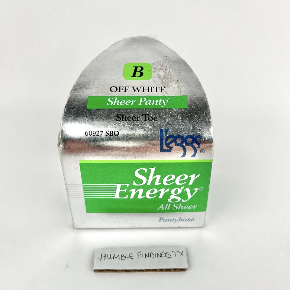 Vintage L'eggs Silver Egg Sheer Energy All Aheer off White Pantyhsoe Size B