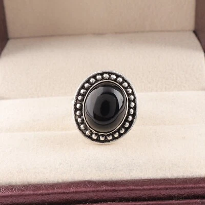 Black Tourmaline Gemstone 925 Sterling Silver Handmade Jewelry Ring For Gift - Image 1 of 3