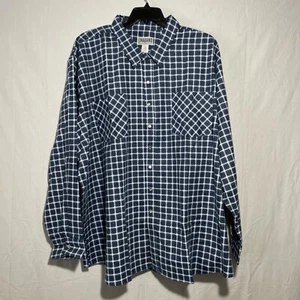 Haband Men’s Cotton Poly Long Sleeved Shirt Pearl Snaps Blue Plaid 4X - Picture 1 of 3