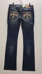 Grace In LA Jeans Womens 27 X 34 Bootcut Aztec Eagle Embroidered Low Rise NEW - Picture 1 of 9