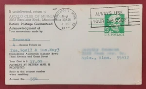US 1968 5c Lincoln Local Prepaid Postcard Apollo Club Minneapolis UX55 XF 6902-1 - Picture 1 of 2