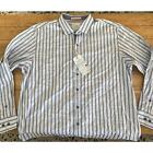 Tommy Bahama Men Size XLX Blue Stripe Island Modern Fit Long Sleeve Casual Shirt