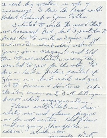 NICK "THE REBEL" ADAMS - AUTOGRAPH LETTER SIGNED 03/28/1956 Cover