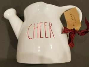 Rae Dunn CHEER Ceramic Watering Can NWT Christmas Holiday Gift Red LL by Magenta - Picture 1 of 5