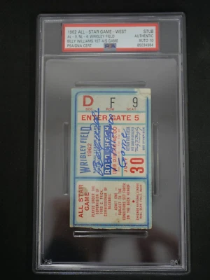 BILLY WILLIAMS SIGNED TICKET STUB FROM JUL 30 1962 1ST ALL STAR GAME PSA 10 AUTO - Image 1 of 2