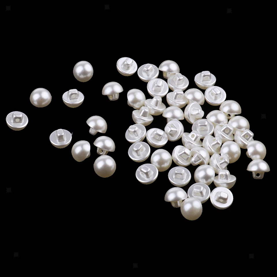 50Pcs Imitation Pearl Semicircle Plastic Button Craft Dress Shank Diy Sewing - Image 1 of 1