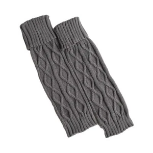 Women Solid Striped Knitted Winter Warm Leg Warmer Rhombus Leg Sleeves Socks - Picture 1 of 18