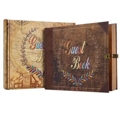 Wedding Guest Book Funeral Memory Book with Gold Engraving Hardcover 124 Pages - Image 1 of 4