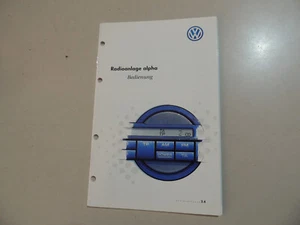 08.1998 VW Cassettes Radio Alpha manual de instrucciones libro de a bordo - Imagen 1 de 3