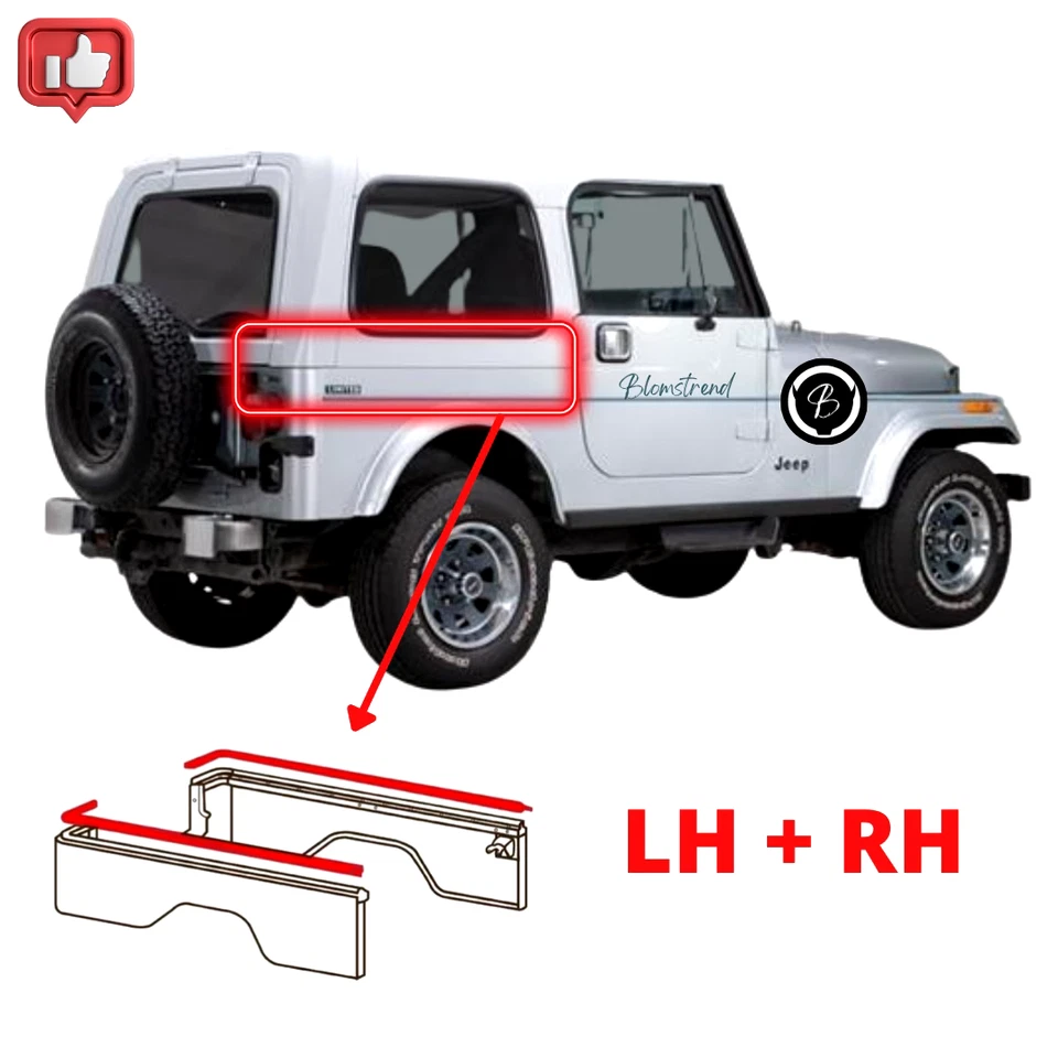 Par de sellos de goma cintura lateral carrocería trasera Jeep CJ7 Foto 1 de 1