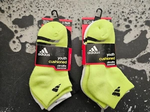 adidas Youth Cushioned Climalite Low Cut Socks 3 Pairs 2 Pack NWT - Picture 1 of 5