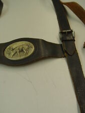 Echt Vintage Hosenträger Länge: 93 cm Lederhose Geschirr Hirsch Emblem HT047