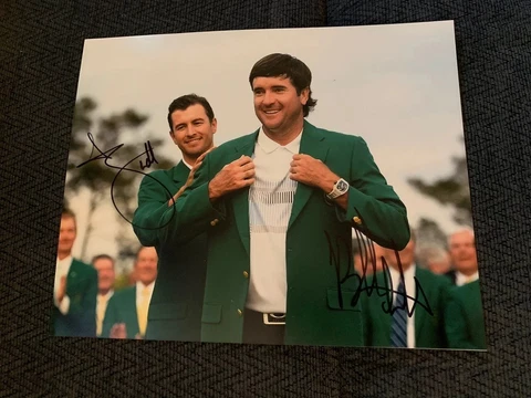Bubba Watson & Adam Scott Signed 8 X 10 Photo Autographed PGA Golf Masters Cover