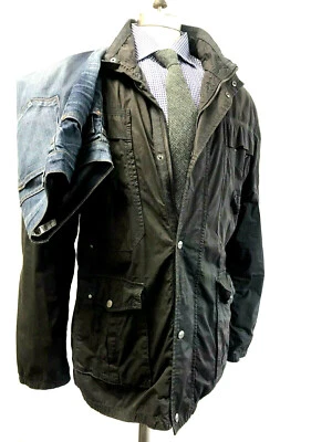 Chaqueta GEOX Para Hombres XL 46 ESTILO MILITAR ESTILO CHAQUETA Lavada Negra Nylon Shell  Foto 1 de 4