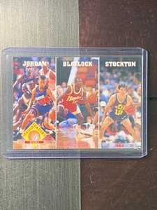 1993-94 NBA HOOPS LEAGUE LEDERS #289 MICHAEL JORDAN JOHN STOCKTON CHICAGO BULLS - Imagen 1 de 2