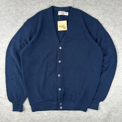 NUEVO CON ETIQUETAS The Fox Collection Hombre’s Azul Marino Acrílico Vintage Cárdigan Suéter XL Alto Foto 1 de 4
