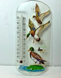 Thermometer Ducks Springfield Vintage Clear Plastic 3.5"x8" USA Working - Picture 1 of 4