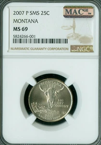 2007 P MONTANA QUARTER SMS NGC MS69 FINEST GRADE POP 10 MAC SPOTLESS . - Picture 1 of 2