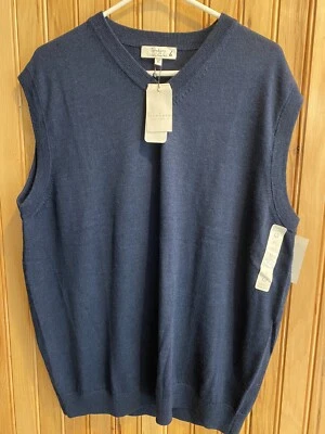 Turnbury Extra Fine Merino Wool V-Neck Sweater Vest Navy XL NWT Very Small Hole - Image 1 of 4