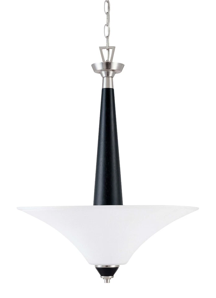 Colgante/lámpara de araña de níquel cepillado con madera de ébano y vidrio blanco $270 Foto 1 de 1