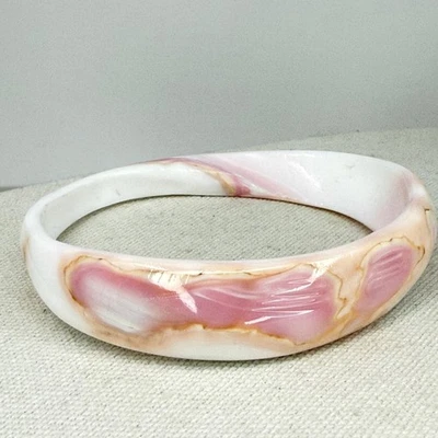 复古海螺手镯手链粉色白色漩涡设计独特 — 第 1/4 张图片